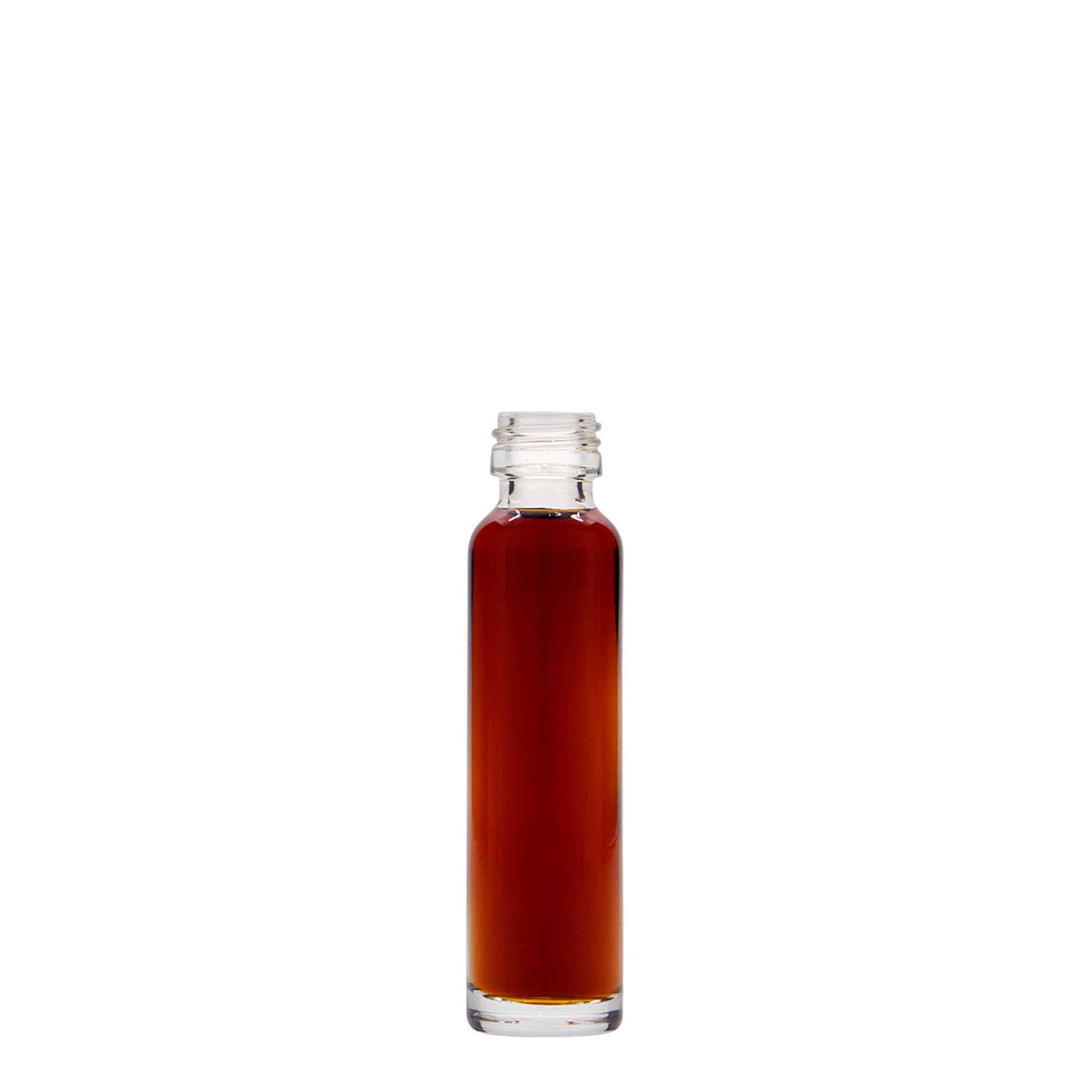 20 ml buteliukas su kamščiu, stiklas, burnos dalis: PP 18 20 ml buteliukas su kamščiu, stiklas, burnos dalis: PP 18