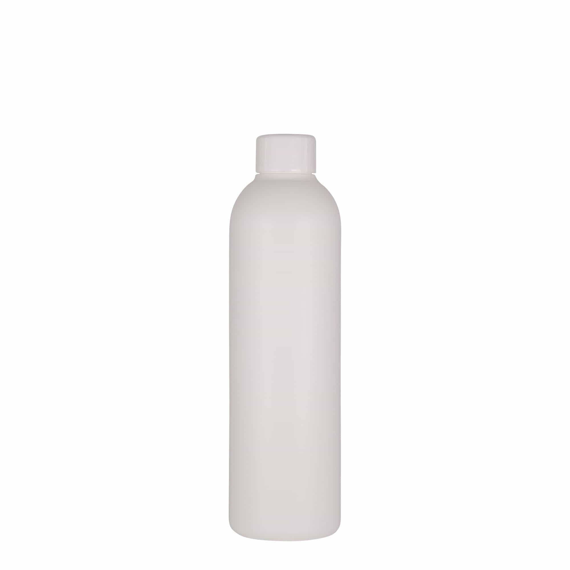 250 ml plastikinis buteliukas „Tuffy“, HDPE, baltas, burna: 24/410