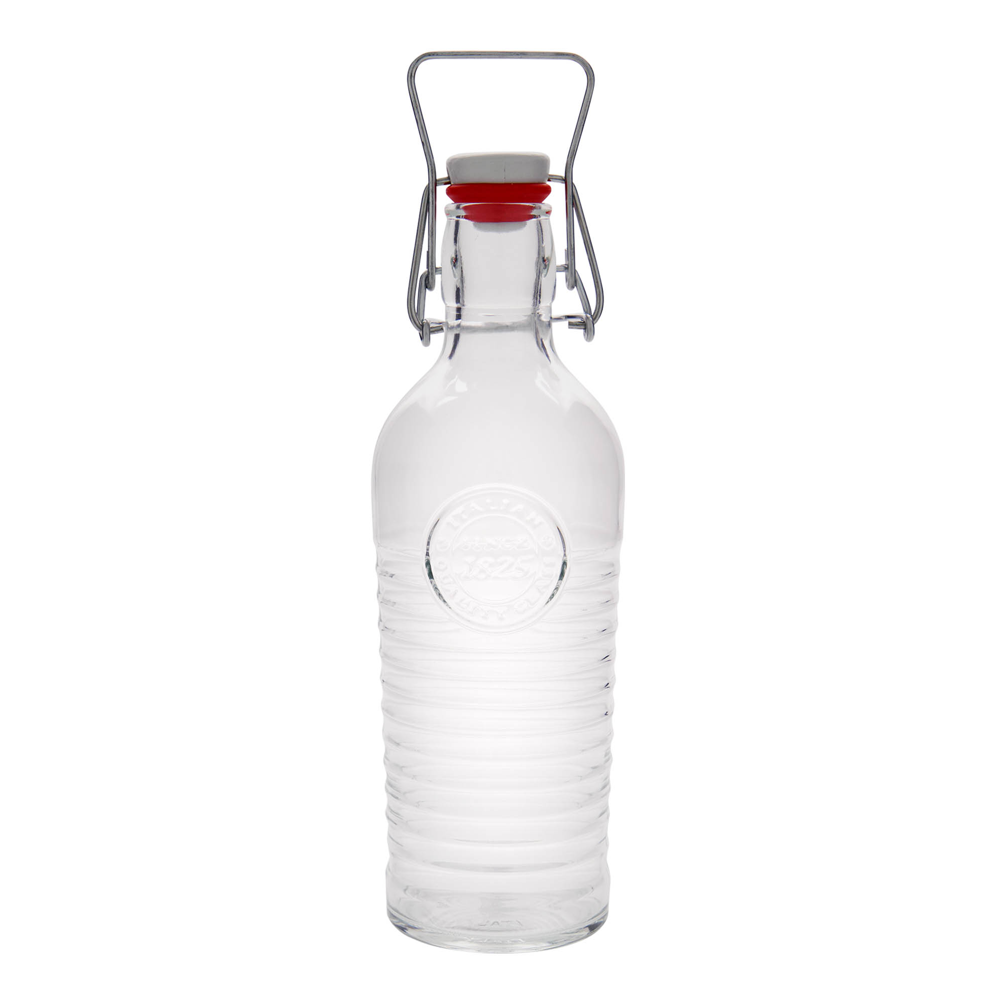 750 ml stiklinis butelis „Officina 1825“, kamštis: užsegamas lankeliu