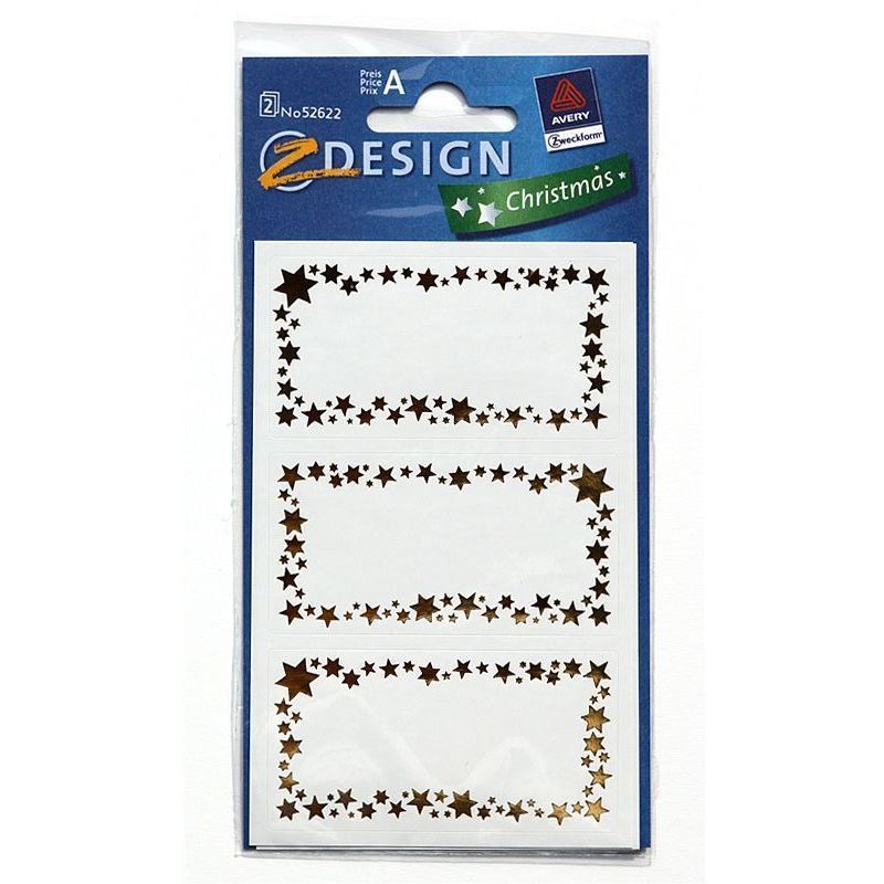 Zweckform etiketės „Žvaigždžių rėmelis“, popierius, auksinė spalva