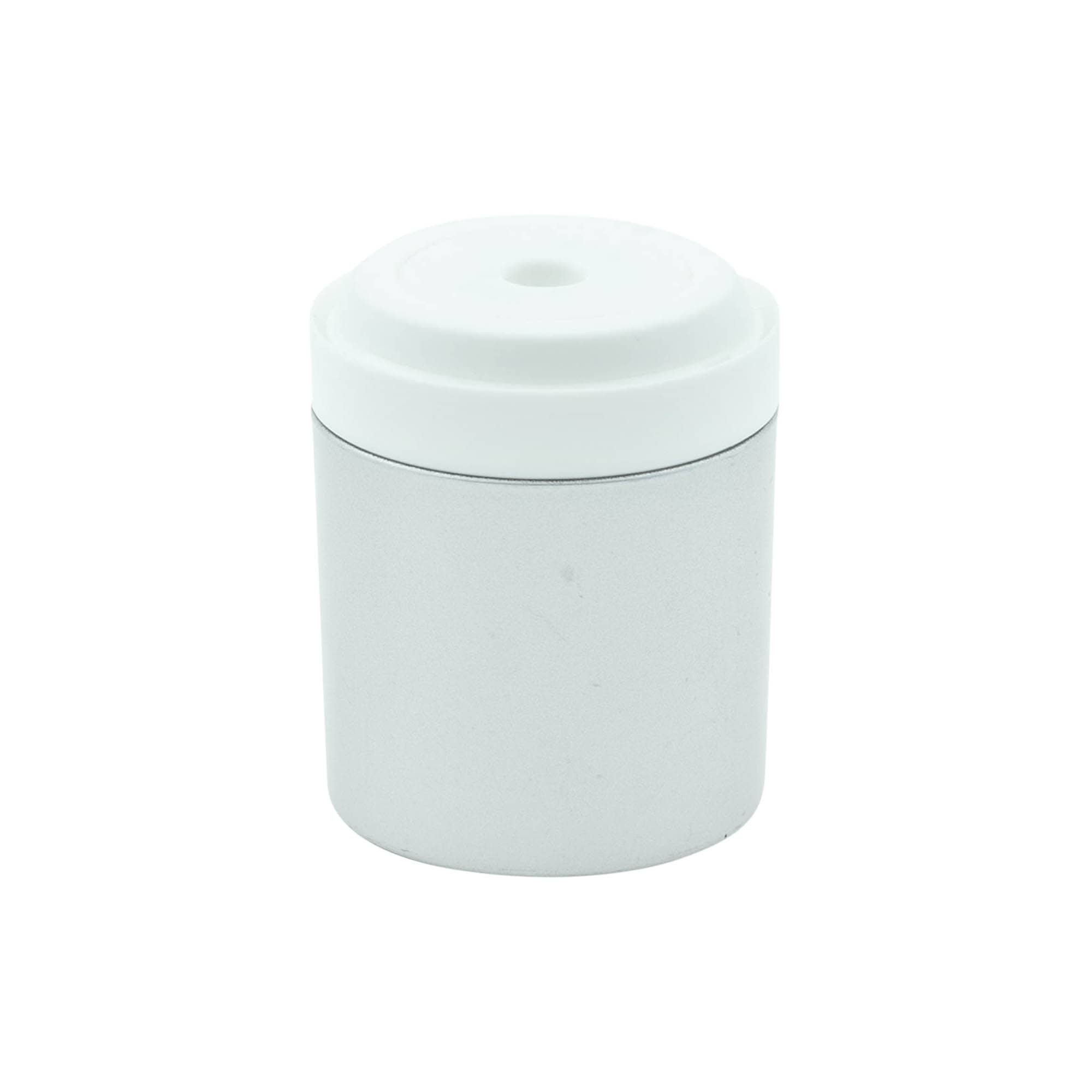 Airless dozatoriaus pompos galvutė „Mezzo“, D tipo, PP plastikas, balta su matinio sidabro metalizuota dangteliu