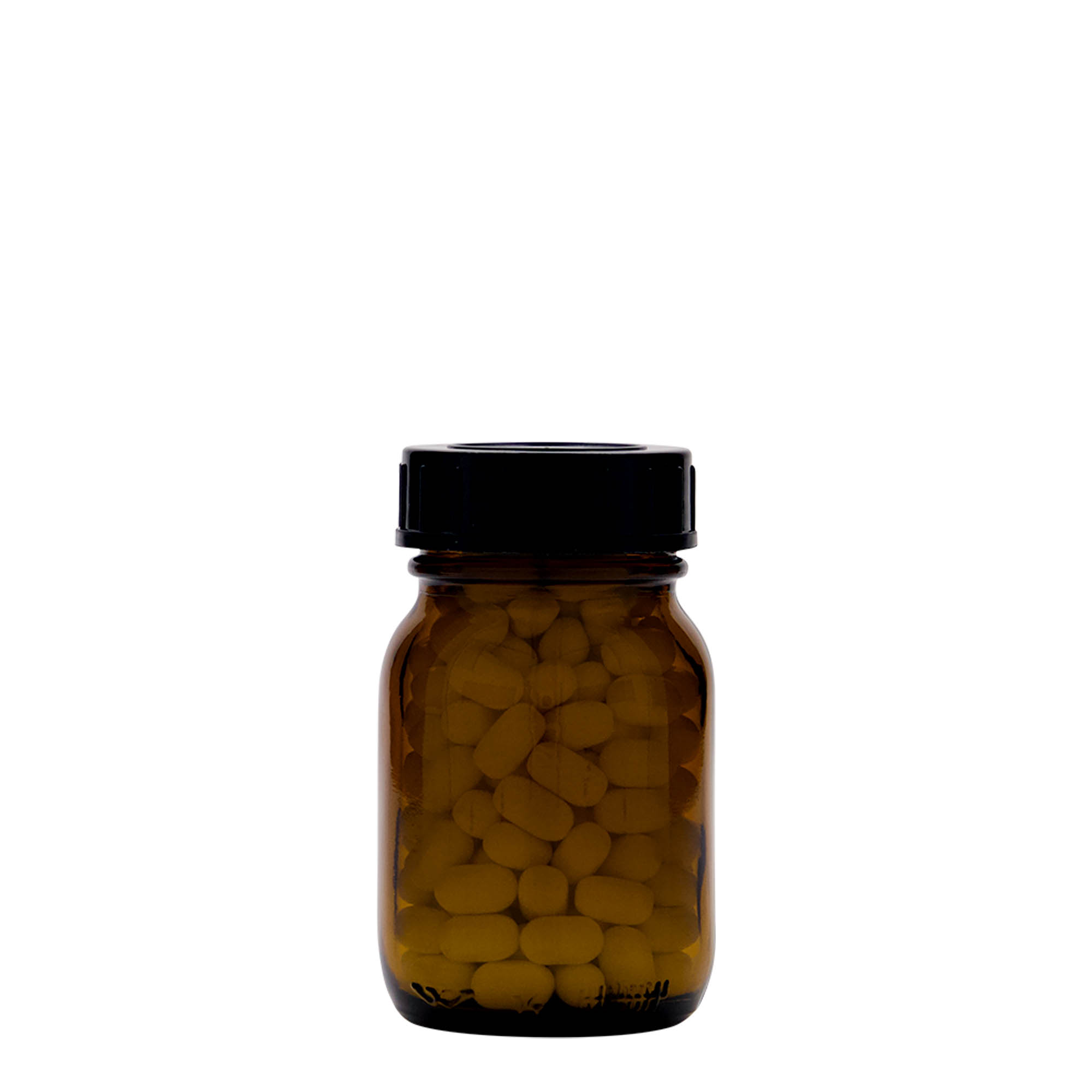75 ml plačios burnos stiklainis, rudas, anga: DIN 40 75 ml plačios burnos stiklainis, rudas, anga: DIN 40
