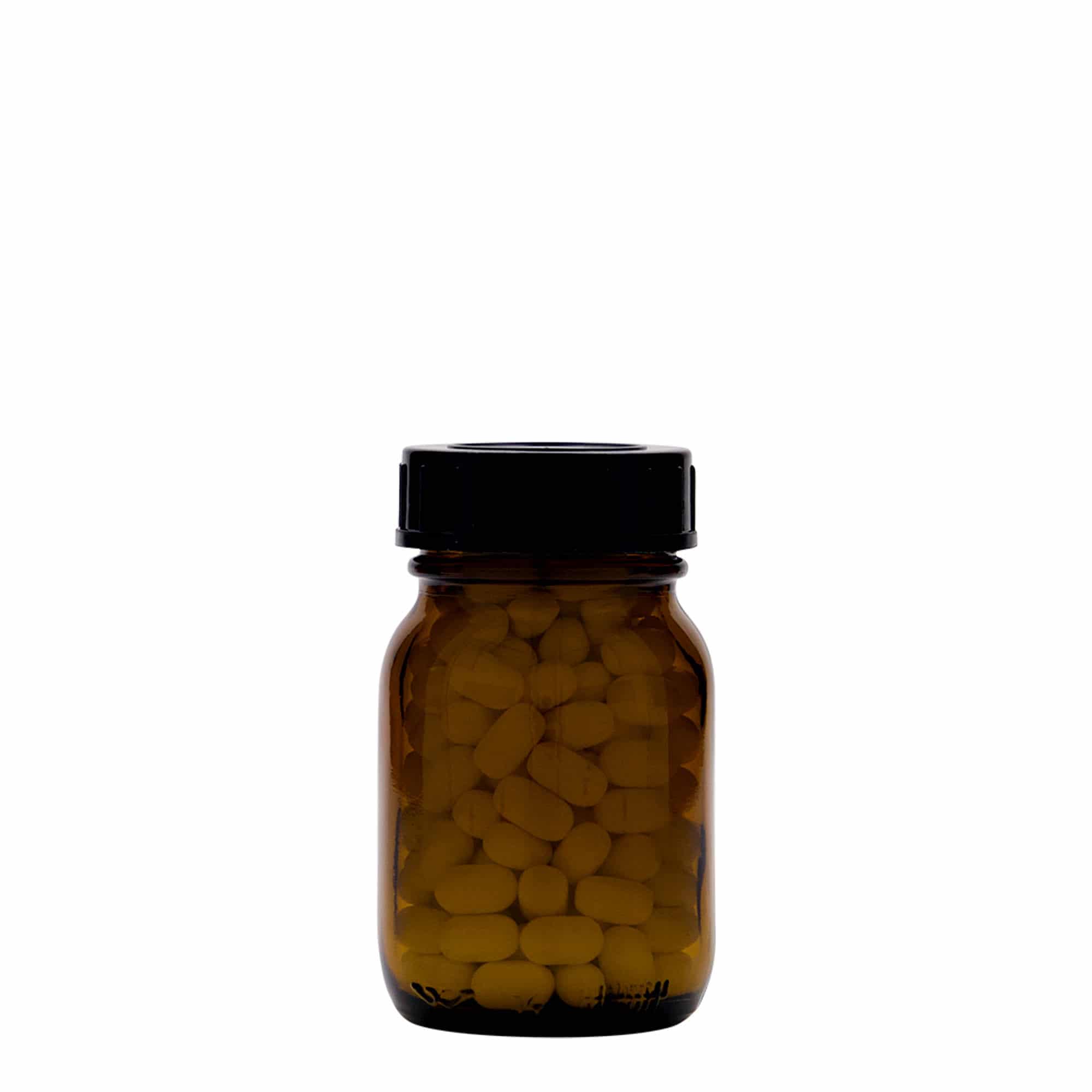 75 ml plačios burnos stiklainis, rudas, anga: DIN 40