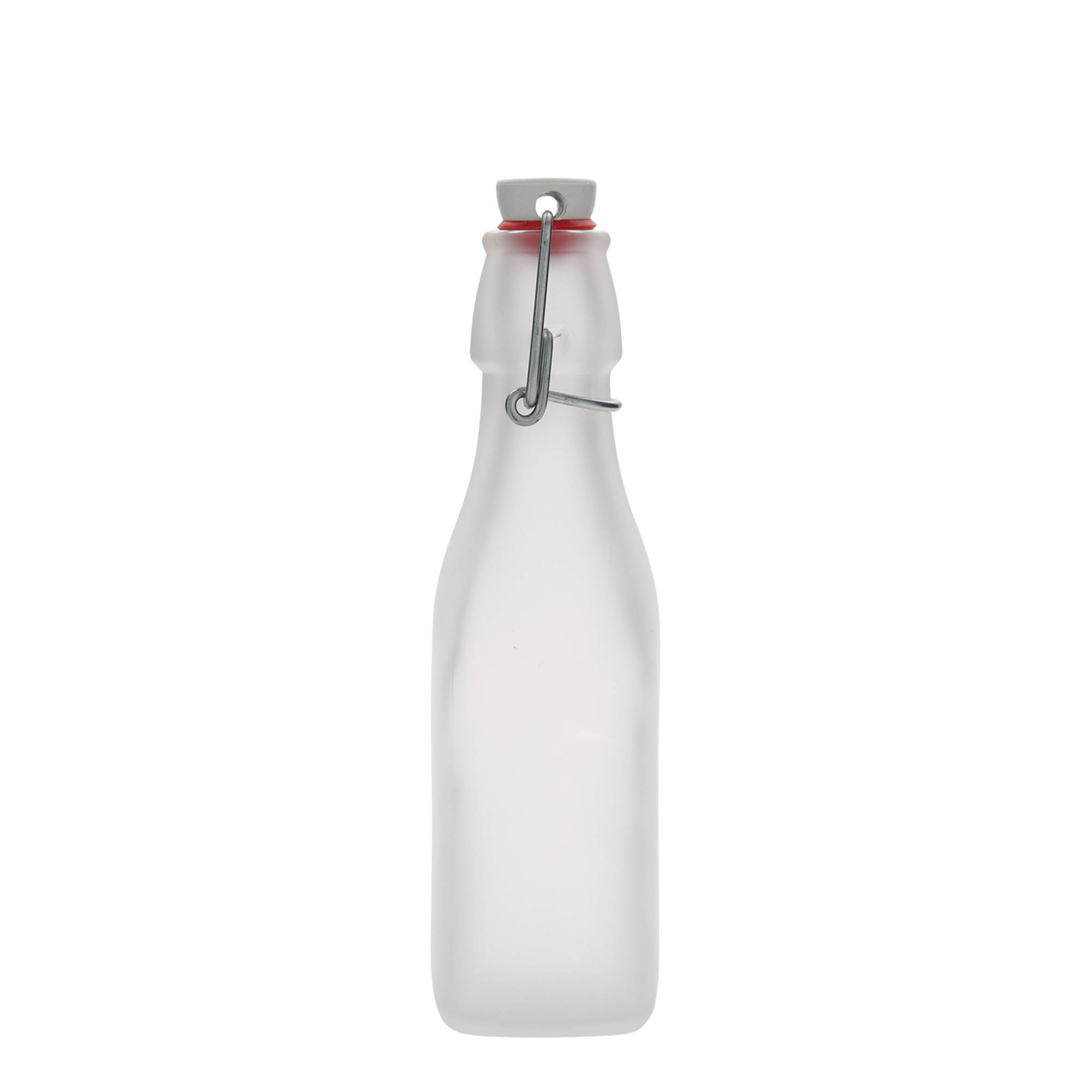 250 ml stiklinis butelis „Swing“, kvadratinis, baltas, kamštis: spaustukas 250 ml stiklinis butelis „Swing“, kvadratinis, baltas, kamštis: spaustukas