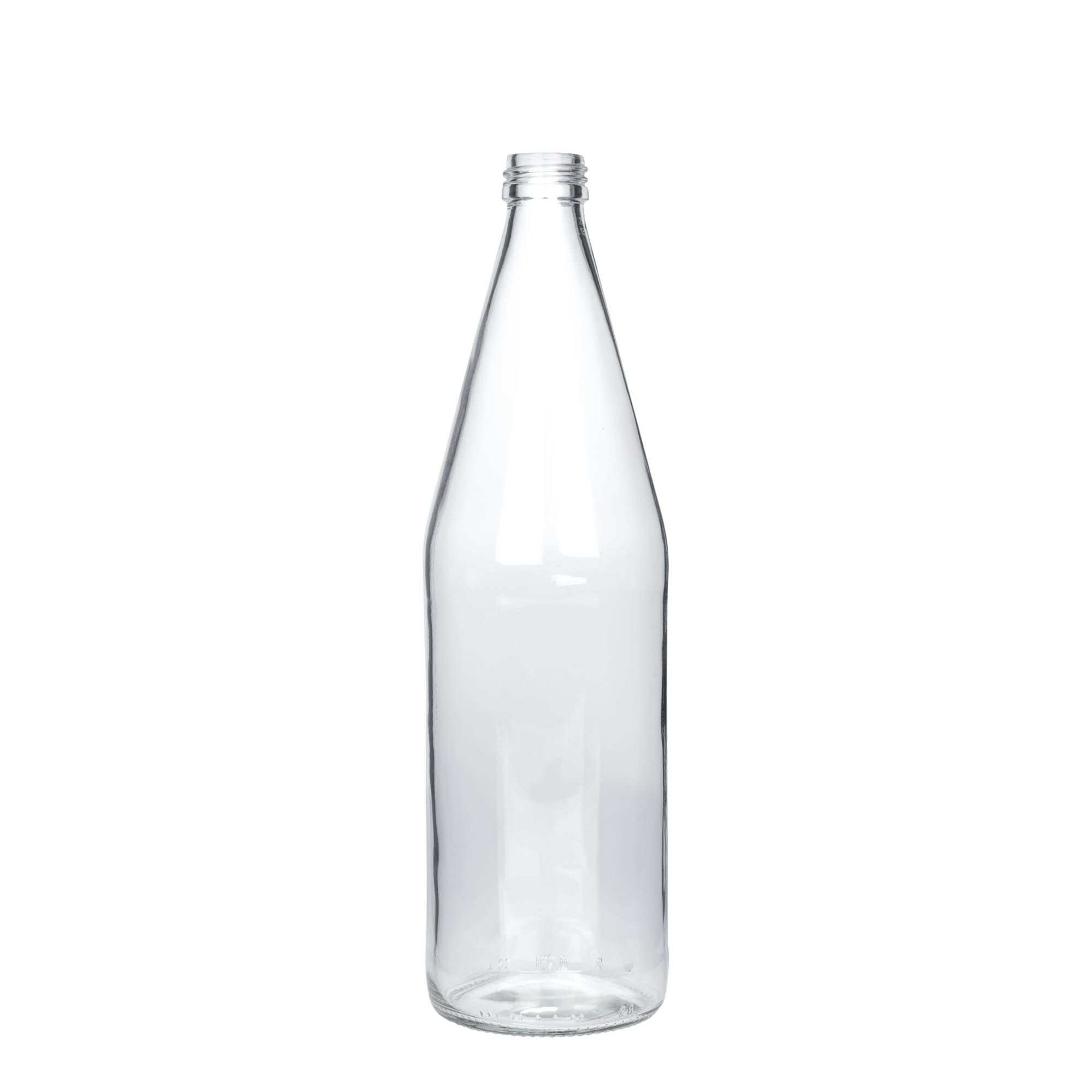 750 ml universalus butelis morkų formos, stiklas, burna: PP 28