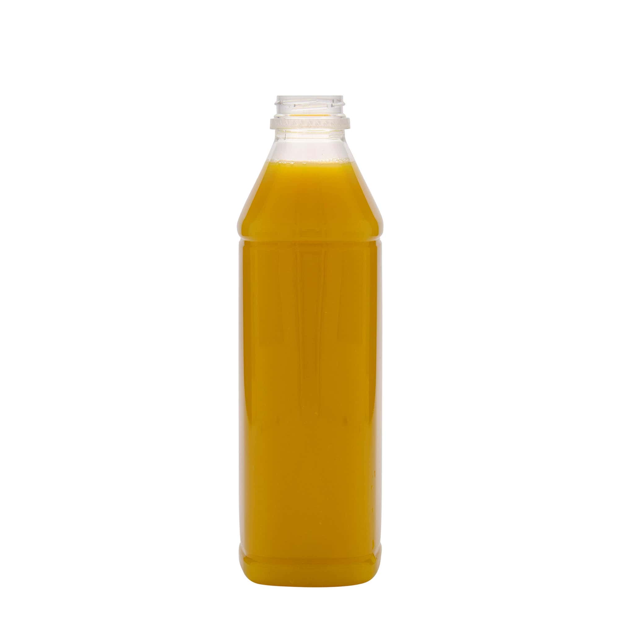 1.000 ml PET butelis „Milk and Juice Carré“, kvadratinis, plastikas, anga: 38 mm
