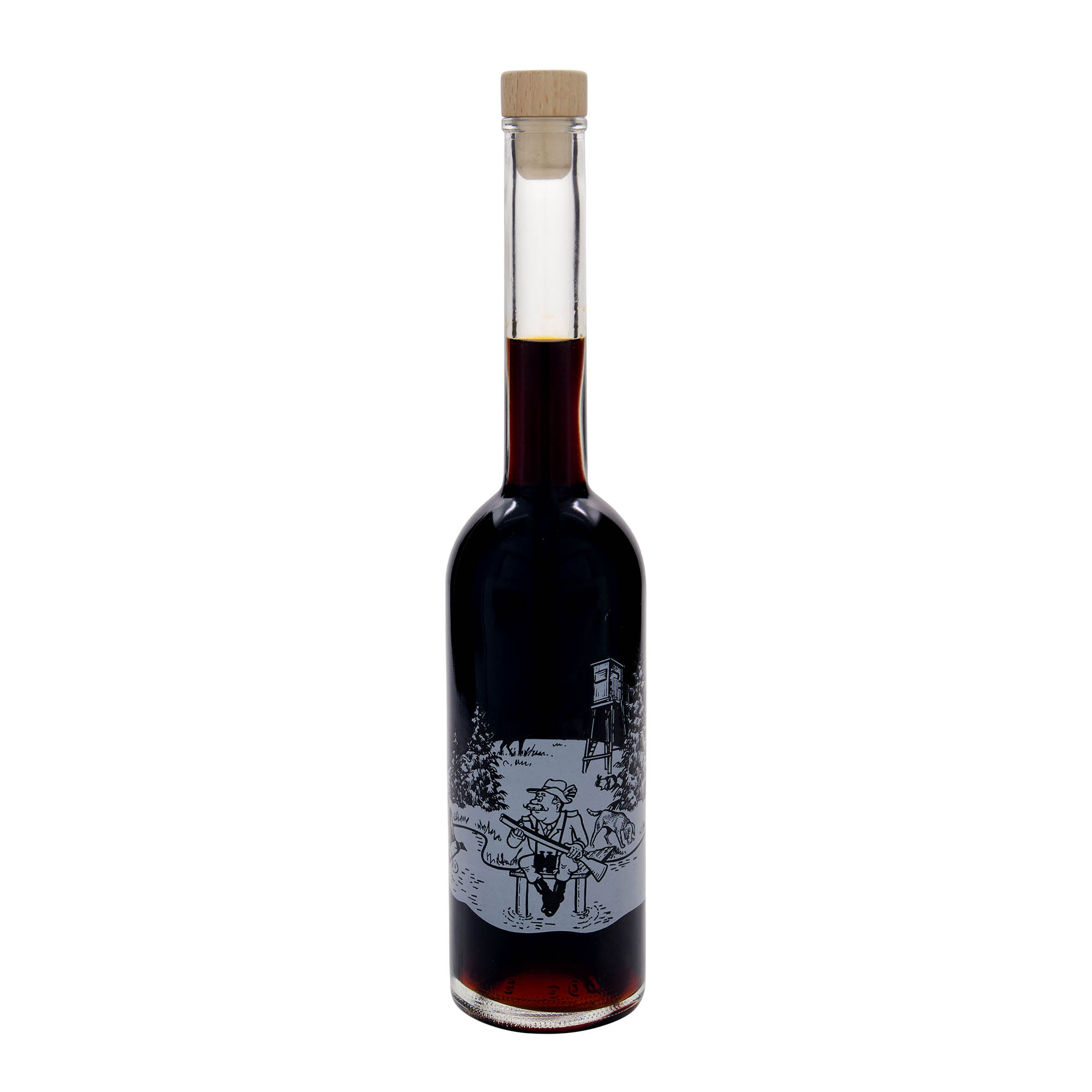 500 ml stiklinis butelis „Opera“, motyvas: medžiotojas, anga: kamštis 500 ml stiklinis butelis „Opera“, motyvas: medžiotojas, anga: kamštis