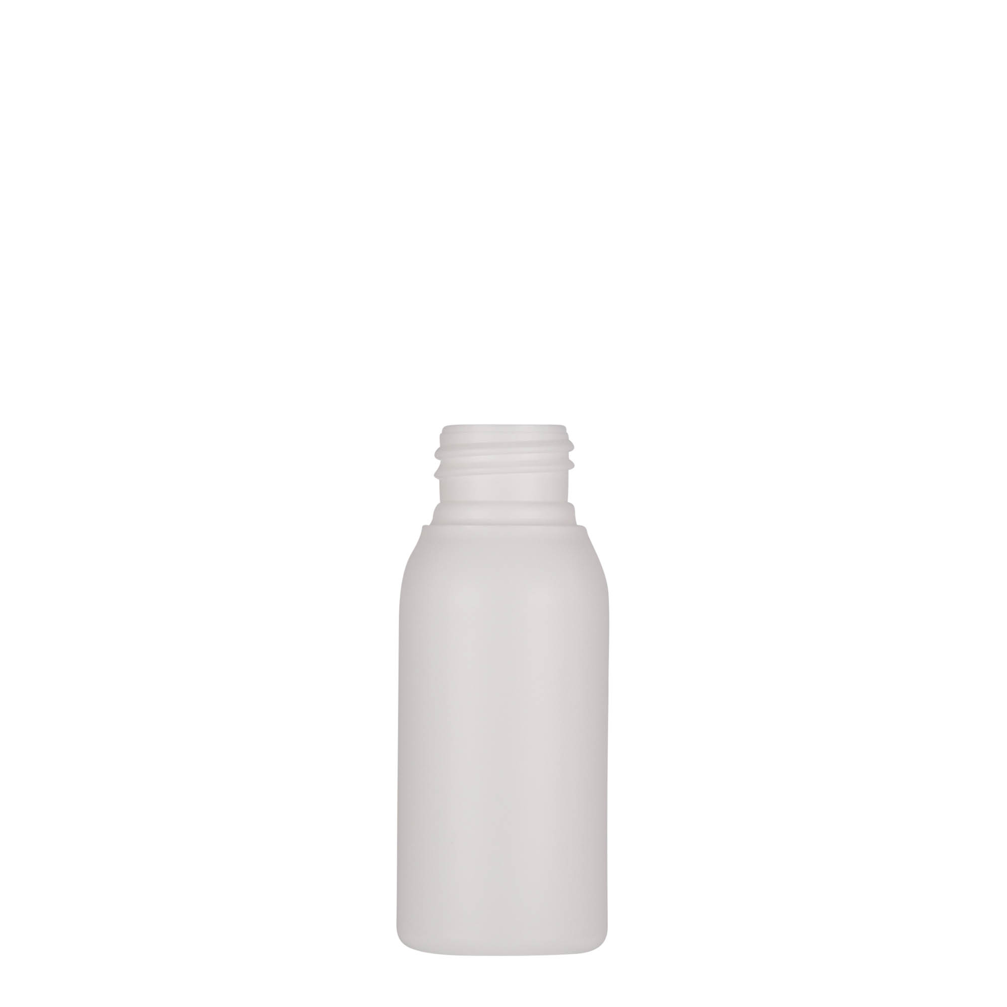 50 ml plastikinis buteliukas „Tuffy“, HDPE, baltas, burnos dydis: 24/410