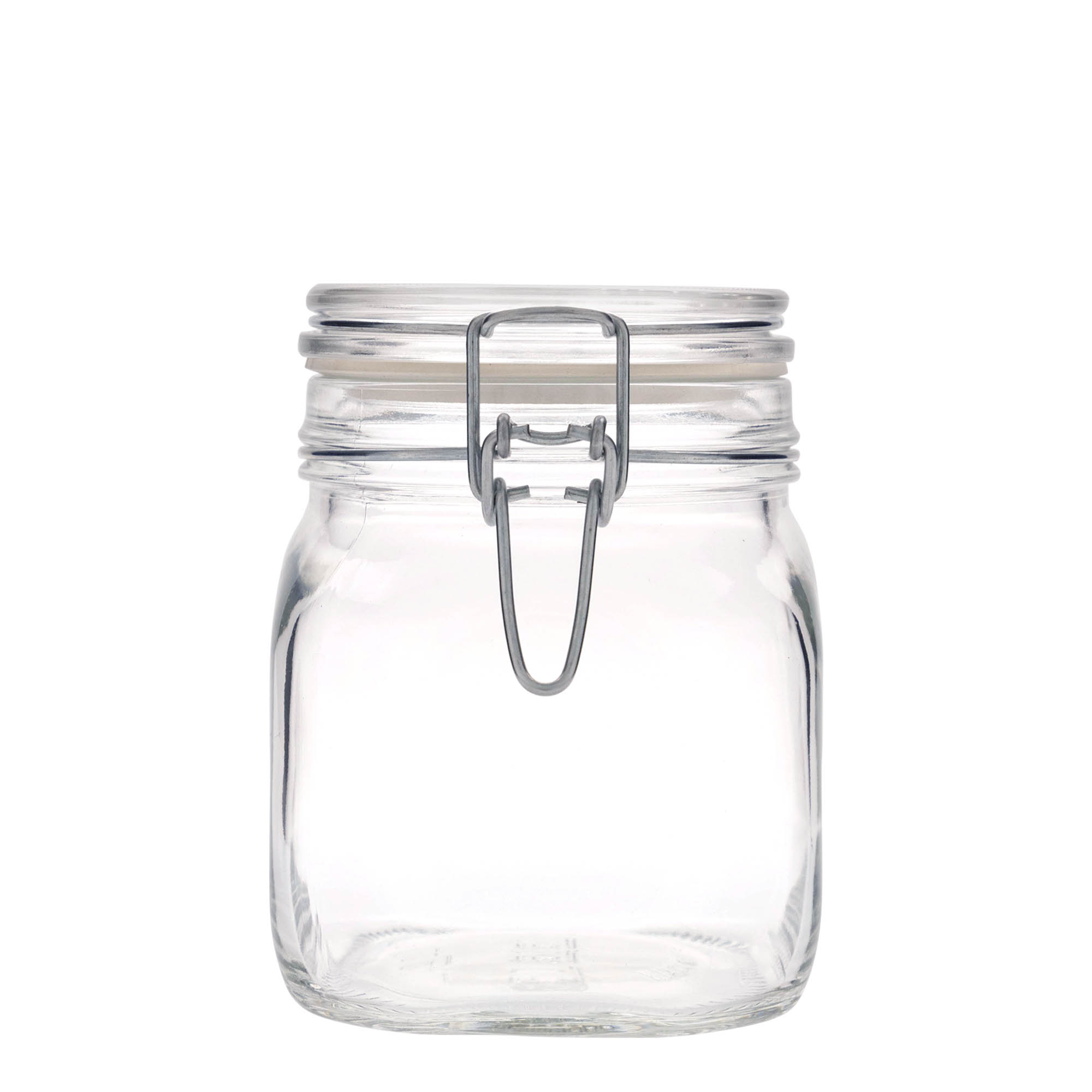 750 ml vielos užsegamas stiklainis 'Fido', kvadratinis, anga: vielos užsegimas 750 ml vielos užsegamas stiklainis 'Fido', kvadratinis, anga: vielos užsegimas