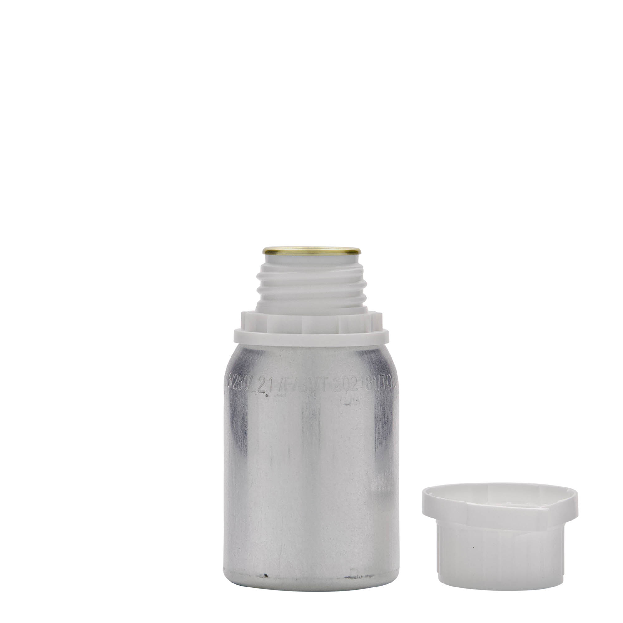 125 ml aliuminio butelis, metalas, sidabrinis, anga: DIN 32 125 ml aliuminio butelis, metalas, sidabrinis, anga: DIN 32