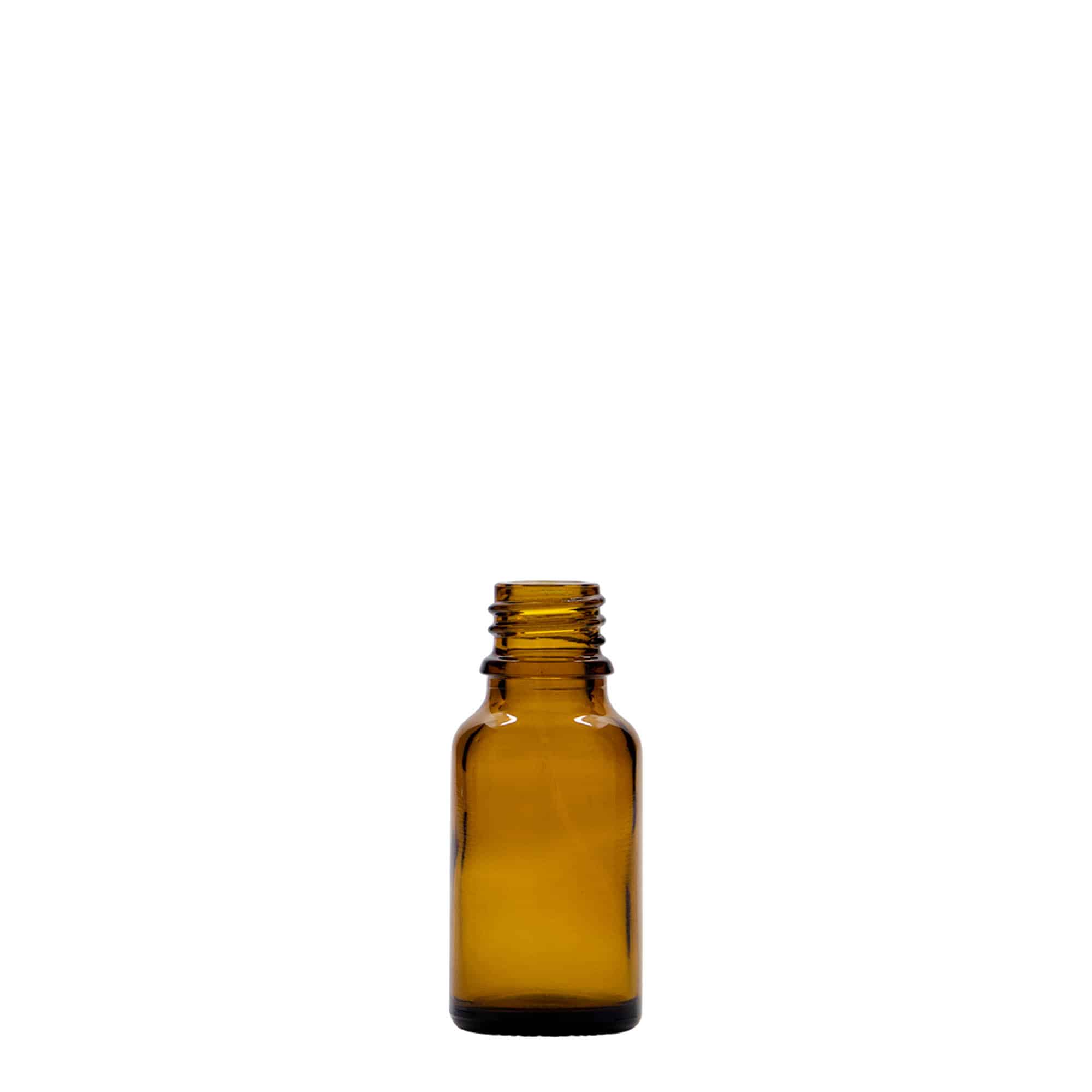 15 ml medicininis buteliukas, stiklas, rudas, anga: DIN 18