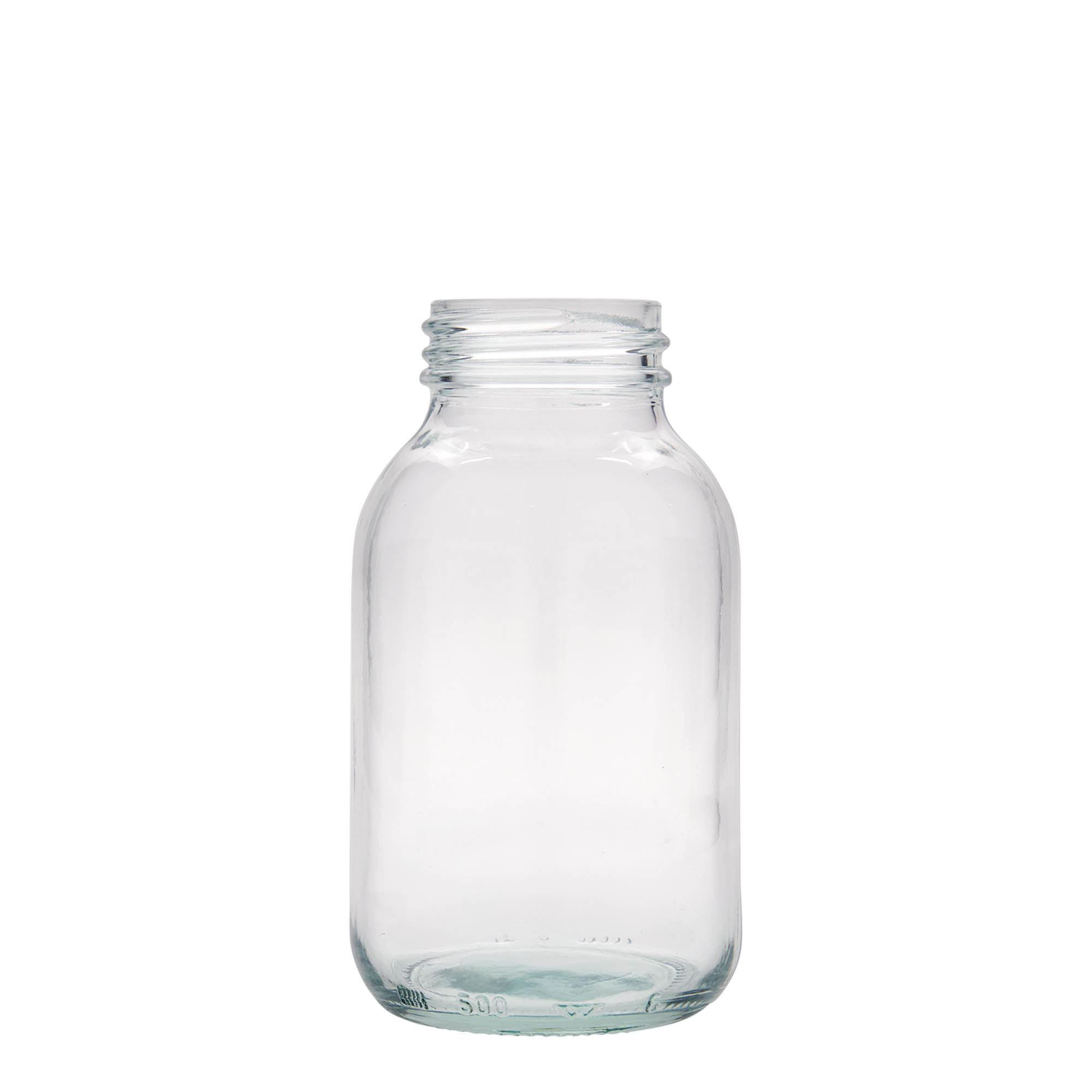 500 ml plačiaakė stiklainis, anga: DIN 55
