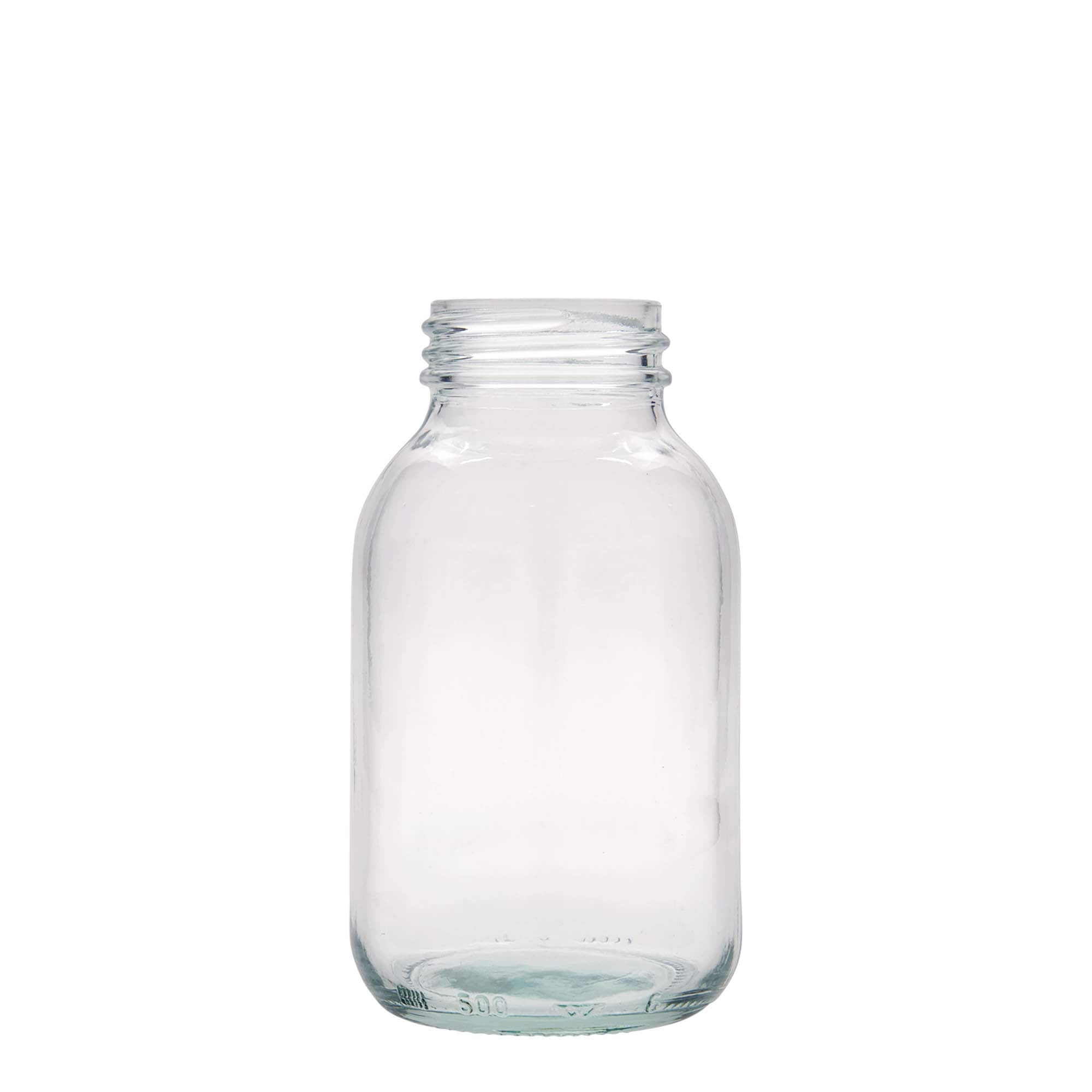 500 ml plačiaakė stiklainis, anga: DIN 55