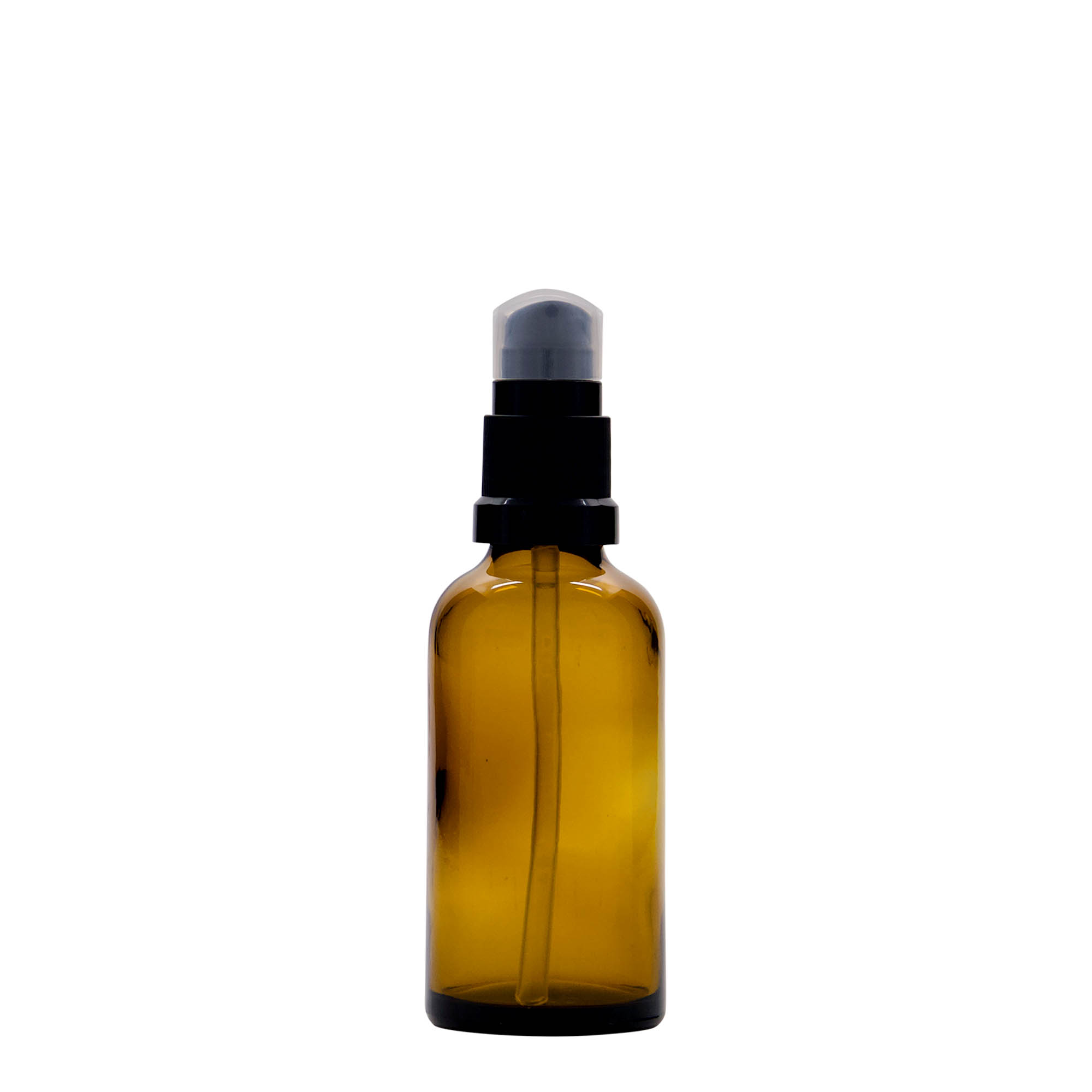 50 ml medicininis buteliukas su losjono siurbliu, stiklas, rudas, anga: DIN 18 50 ml medicininis buteliukas su losjono siurbliu, stiklas, rudas, anga: DIN 18